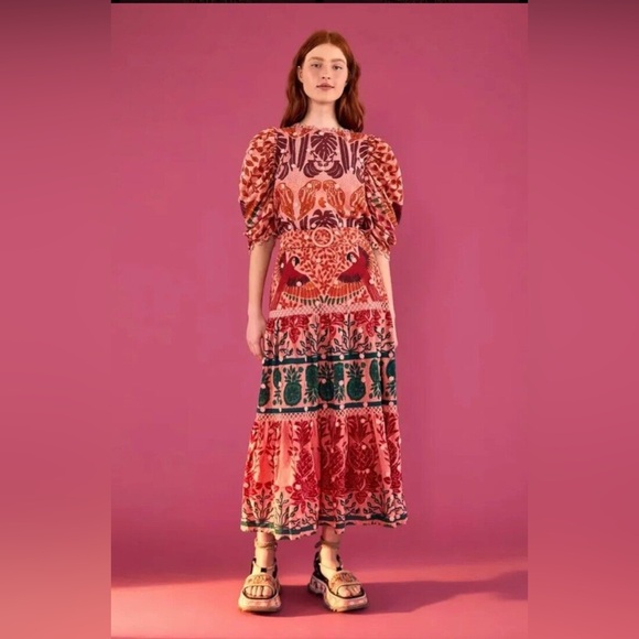 FARM RIO Ainika Macaws Maxi Skirt with Belt - Picture 2 of 5